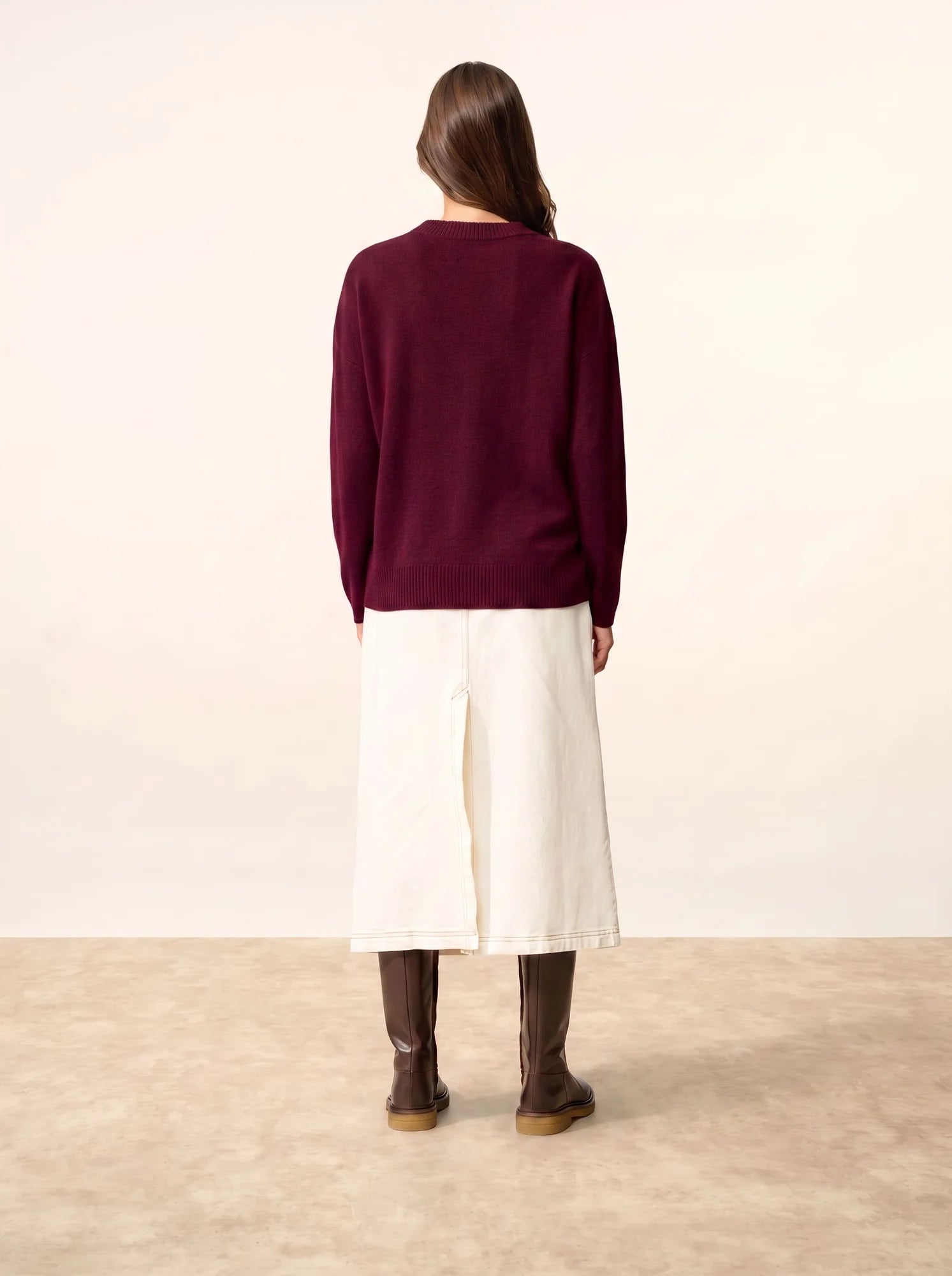 KAYLA Pull Col Rond Bordeaux