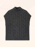 DONNA Pull Col Roulé sans Manches 4 Fils Anthracite Chiné