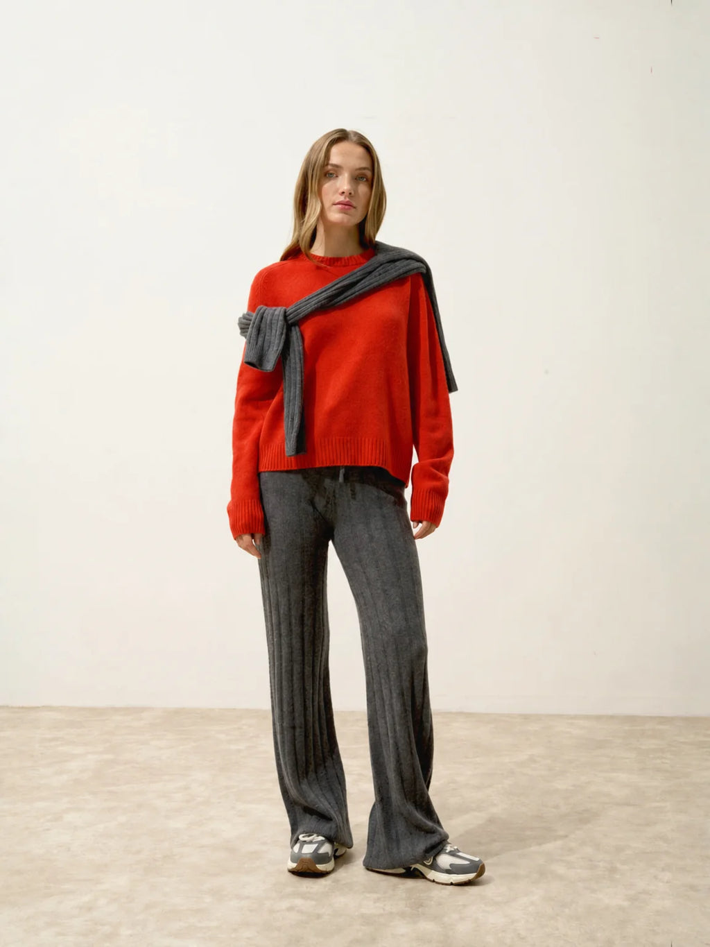 LAVINIA Pull Col Rond 4 Fils Tomate