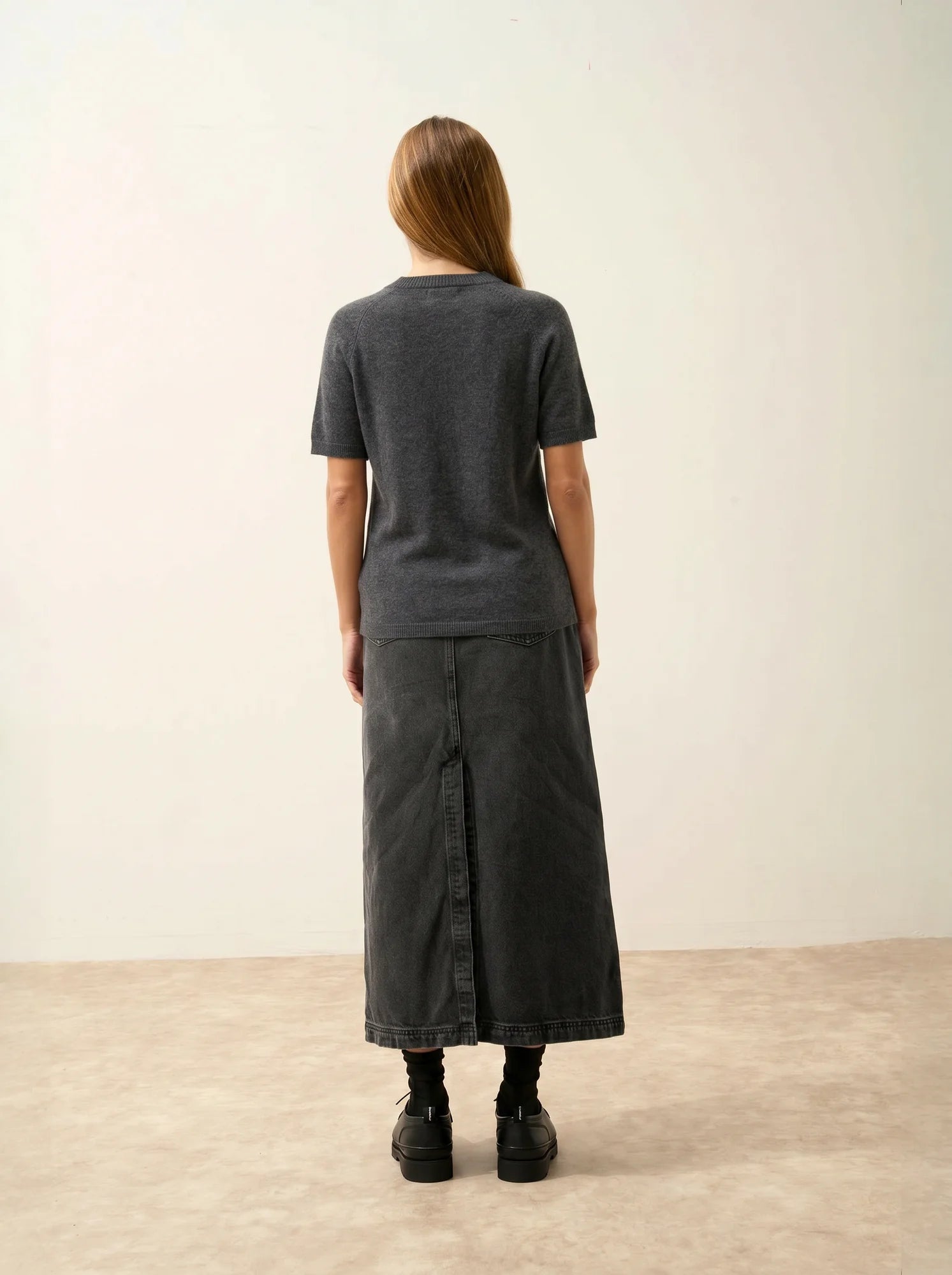 LAÏSA T-Shirt Col Rond Anthracite Chiné
