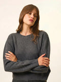 MARGAUX Pull Col Rond 6 Fils Anthracite Chiné