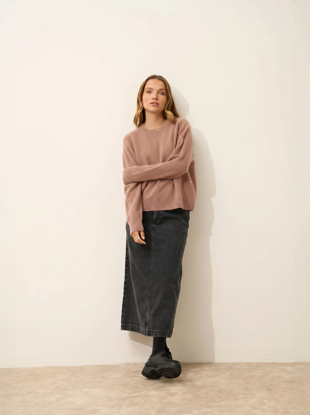 LAVINIA Pull Col Rond 4 Fils Camel Chiné