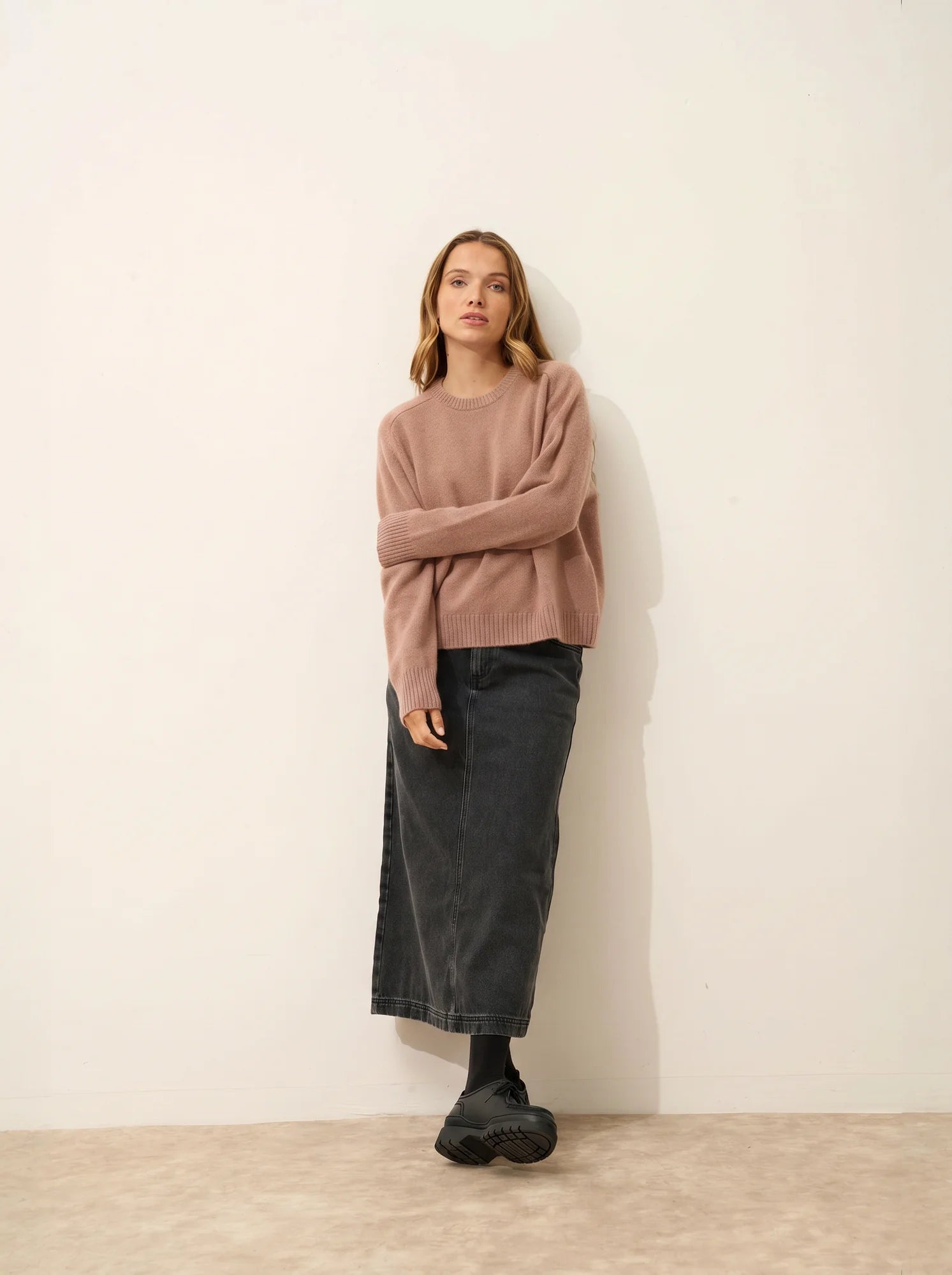 LAVINIA Pull Col Rond 4 Fils Camel Chiné