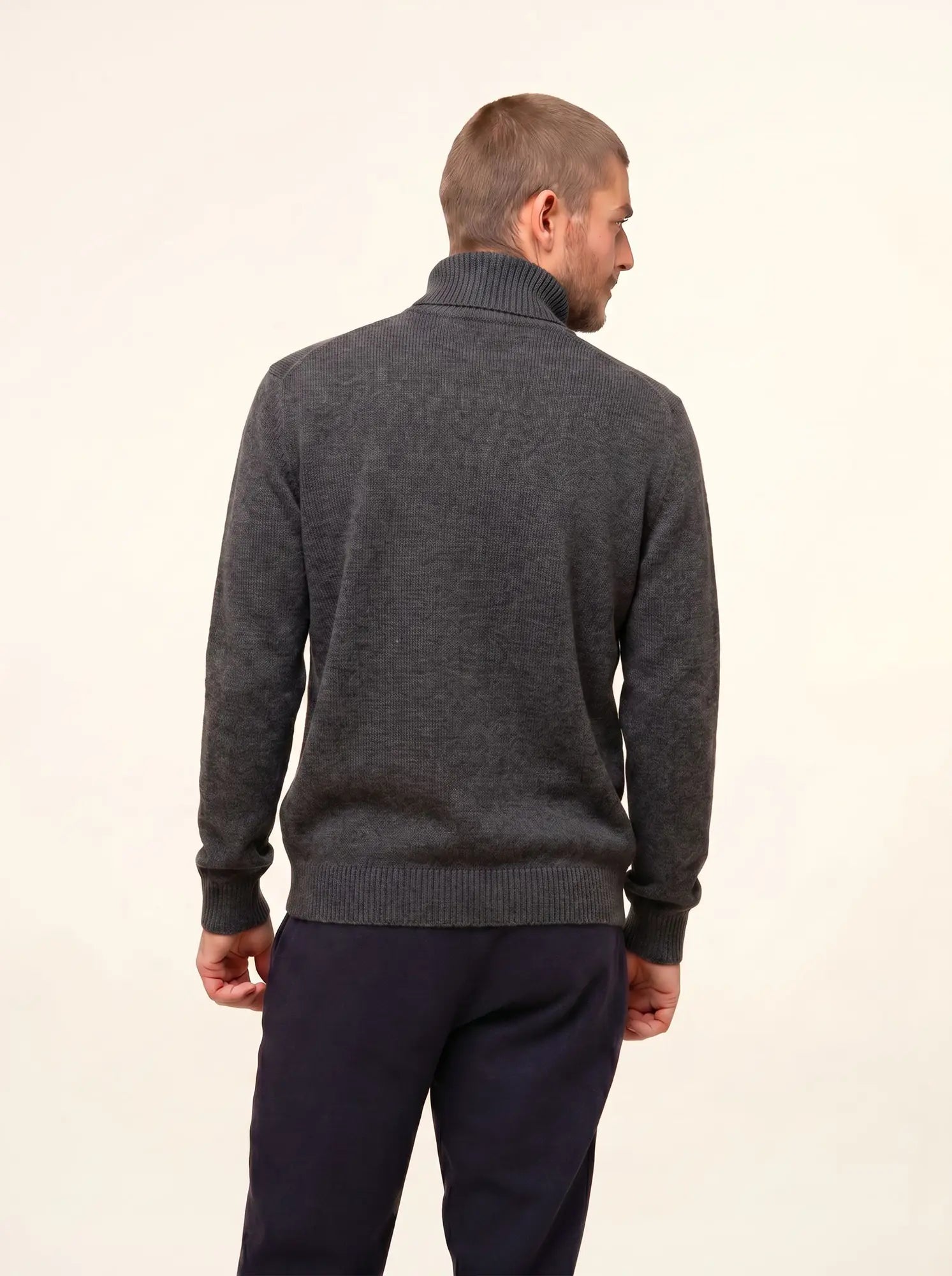 CHARLOTTE Gilet Zippé Col Camionneur 4 Fils Anthracite Chiné
