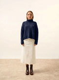 ALESSIA Pull Col Roulé 6 Fils Bleu Marine