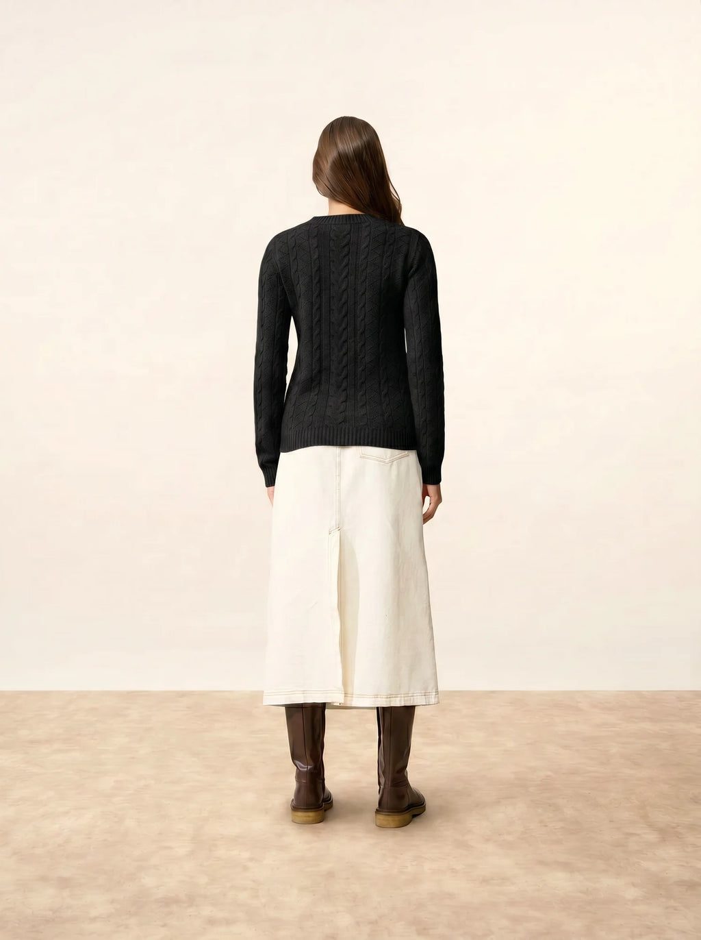 OLIVIA Pull Col Rond 8 Fils Noir
