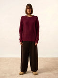 LOUNA Pull Col Rond 4 Fils Bordeaux