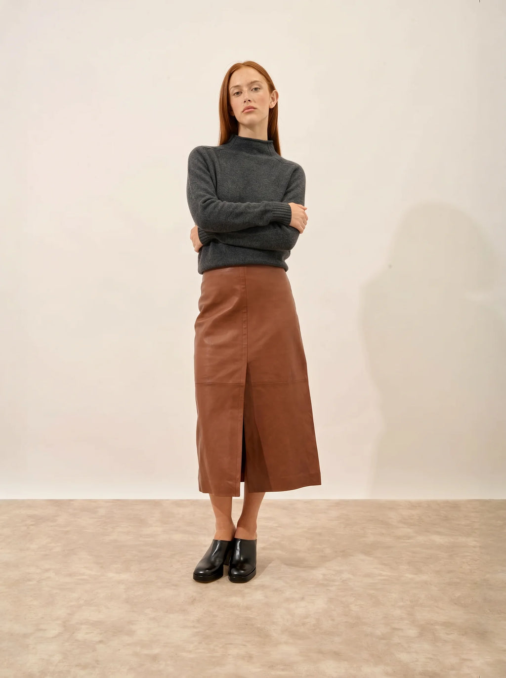 GLACIELA Pull Col Montant 4 Fils Anthracite Chiné