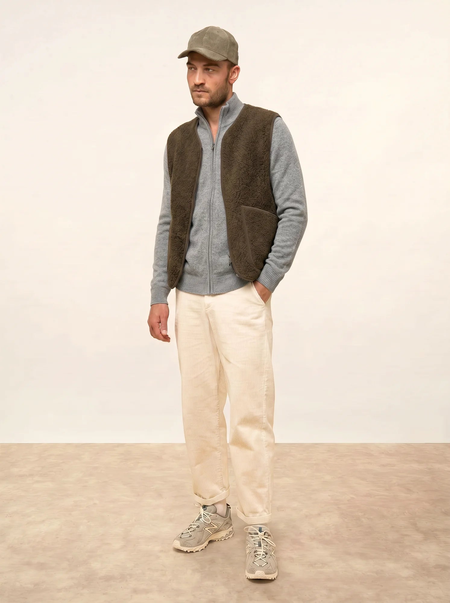 CHARLOTTE Gilet Zippé Col Camionneur 4 Fils Nuage Chiné