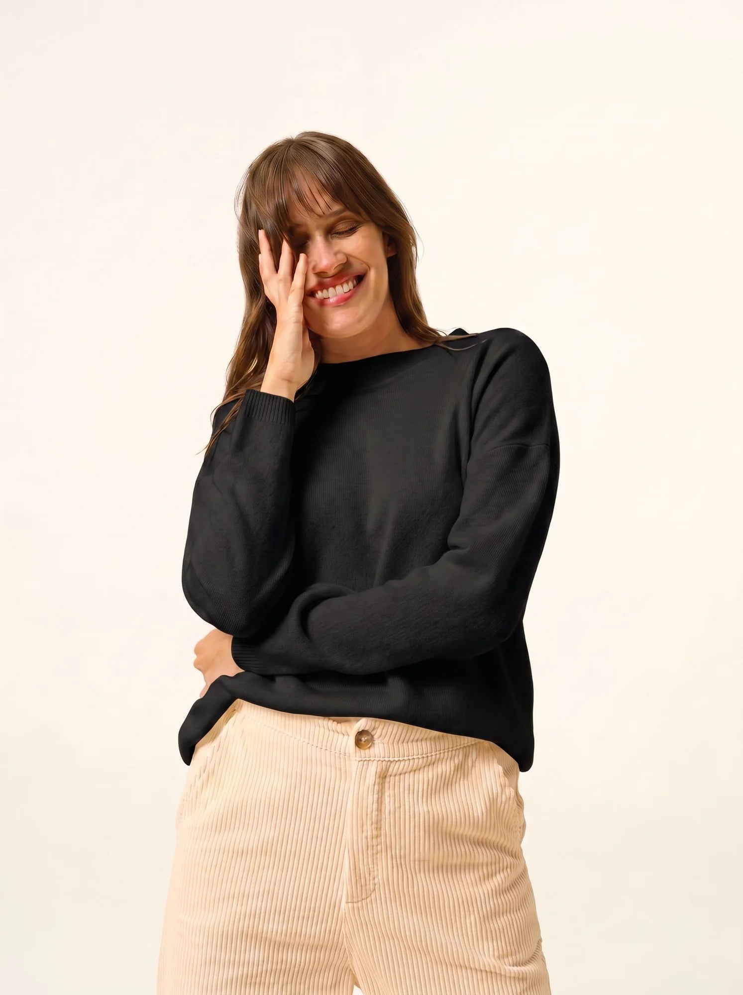 KAYLA Pull Col Rond Noir