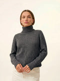 ESTELLE Pull Col Roulé 4 Fils Anthracite Chiné
