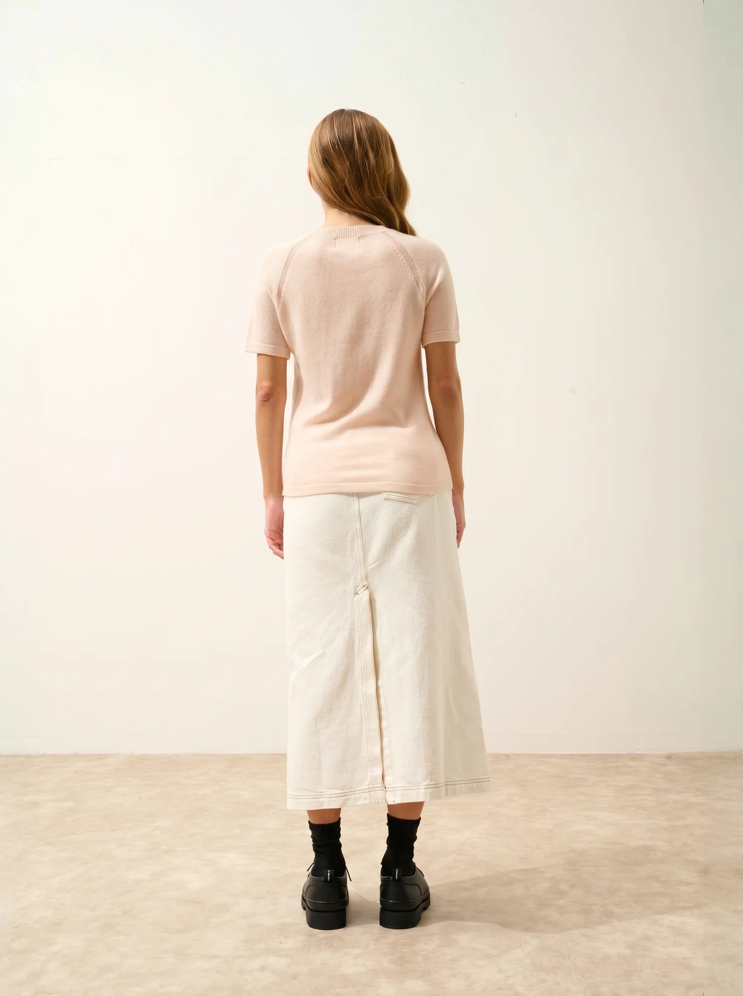 LAÏSA T-Shirt Col Rond Beige Chiné