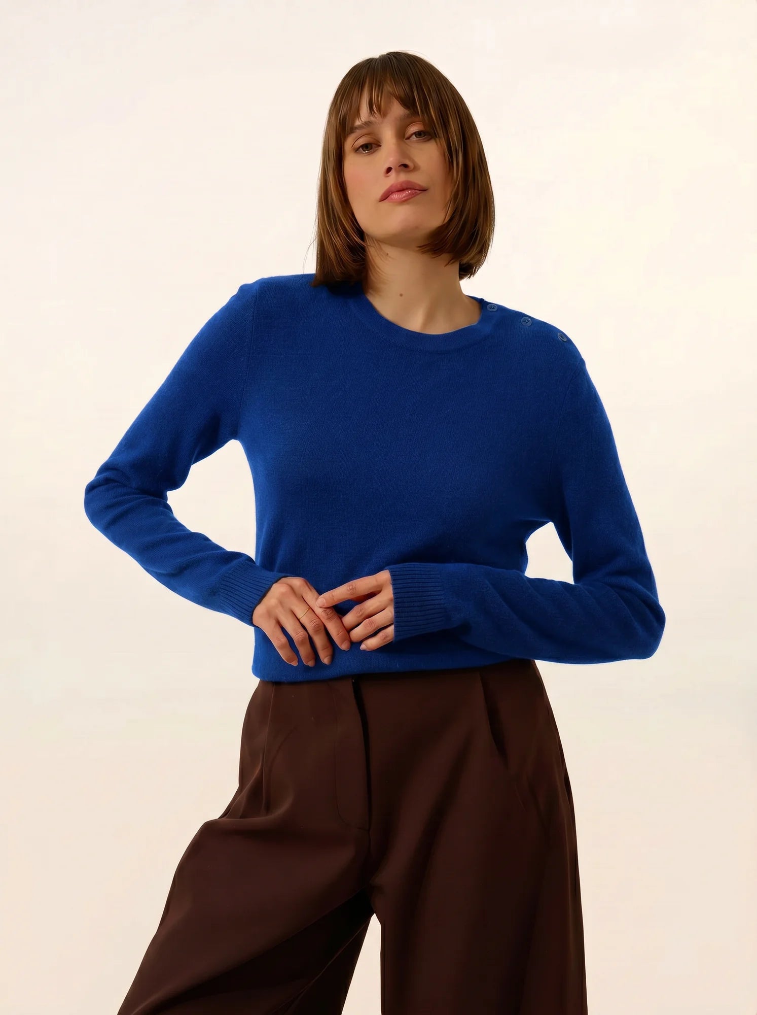 ORELIEN Pull Col Rond Marin Outremer