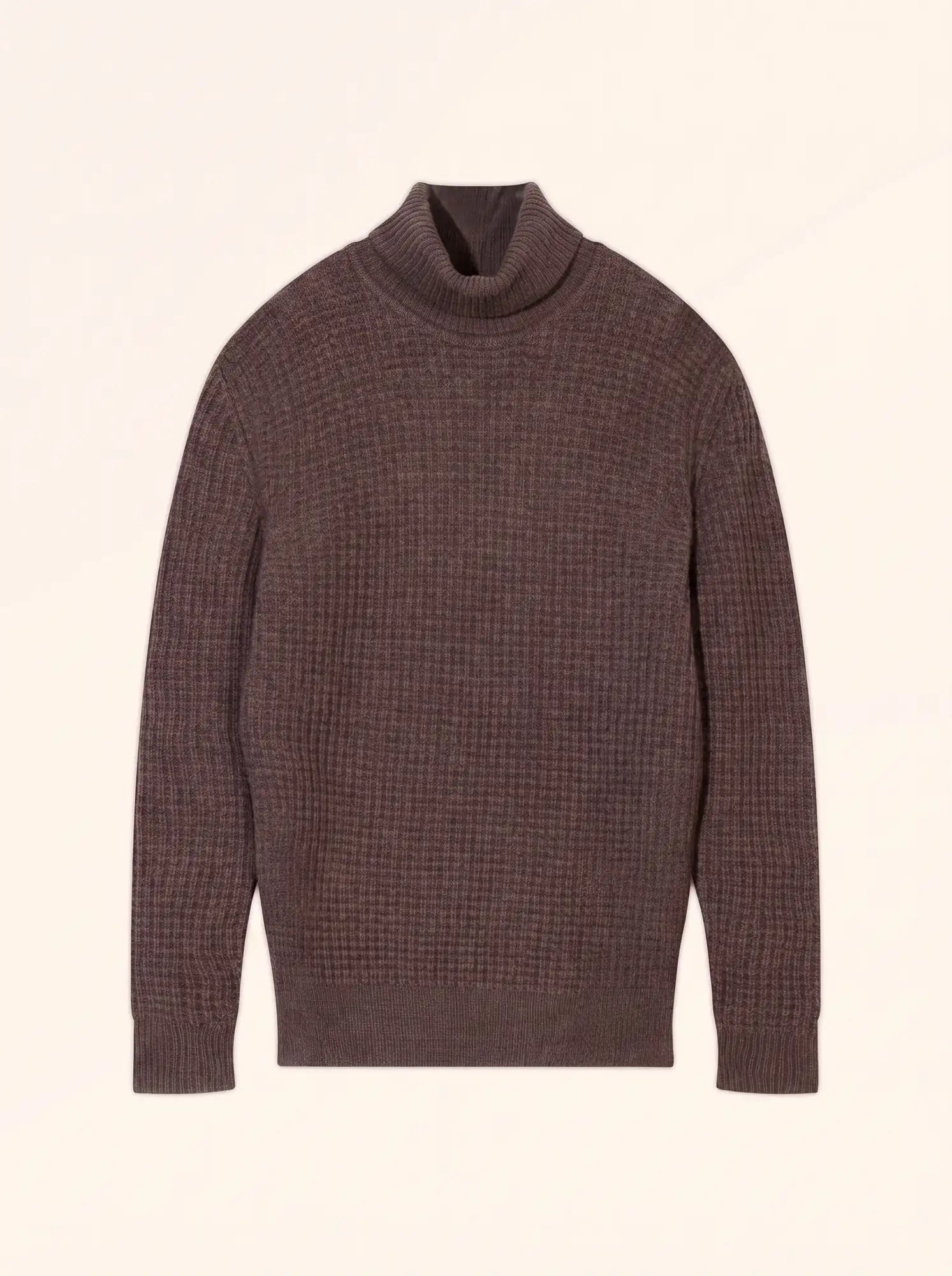 CERES Pull Col Roulé 6 Fils Taupe Chiné