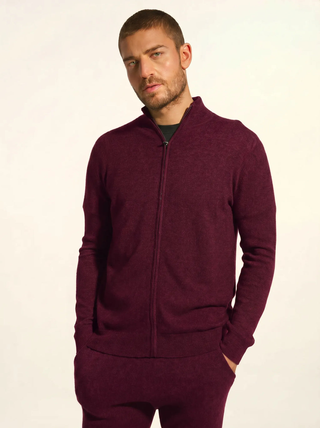 ALAN Gilet Zippé Col Montant Mûre