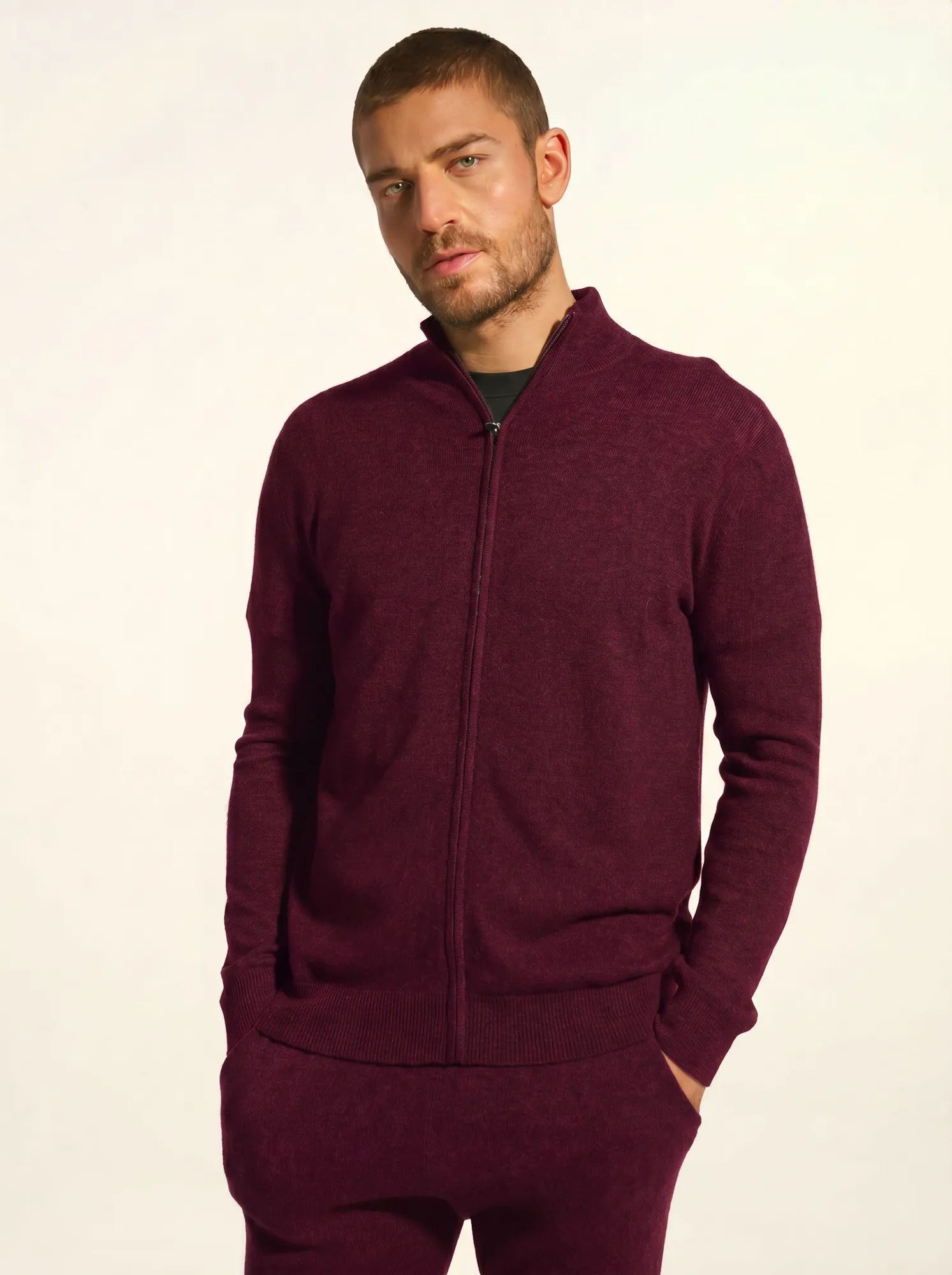 ALAN Gilet Zippé Col Montant Mûre