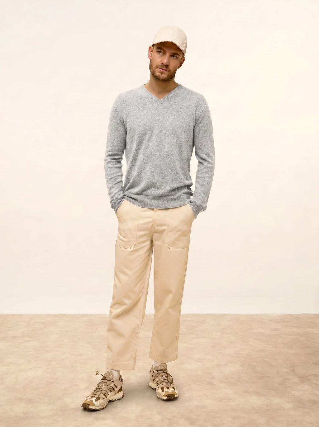 TOM Pull Col V Gris Perle Chiné
