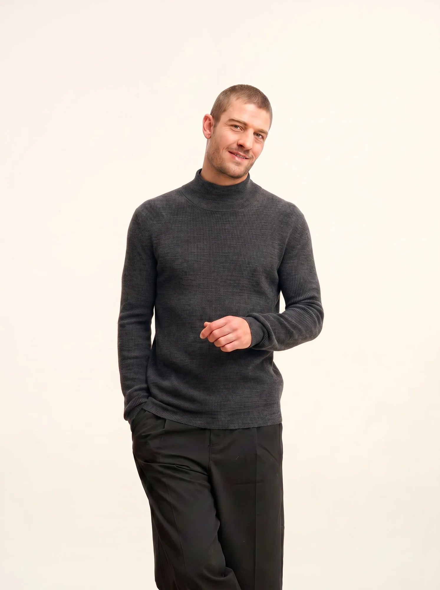 EVA Pull Col Montant Anthracite Chiné