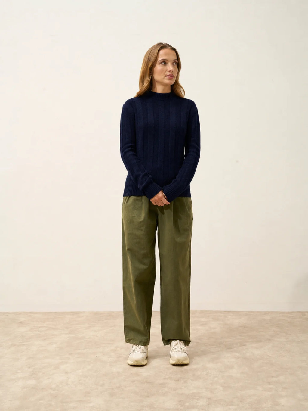 CALINDRA Pull Col Rond 4 Fils Bleu Marine