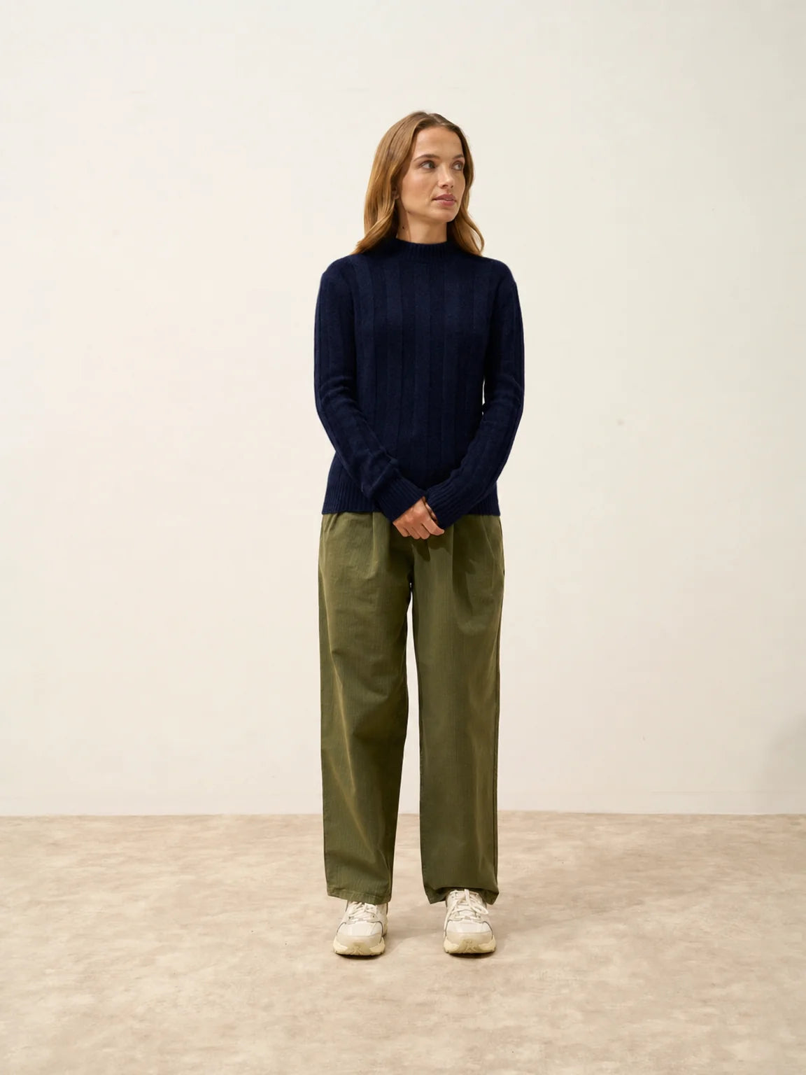 CALINDRA Pull Col Rond 4 Fils Bleu Marine
