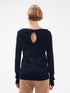 ABIGAIL boat neck jumper back opening navy 2 ply 100% cashmere