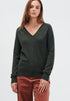PHOEBE dark green loose v-neck sweater 2 ply 100% cashmere