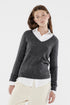 JOAN dark gray v-neck sweater 2 ply 100% cashmere