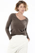 JOAN taupe v-neck sweater 2 ply 100% cashmere