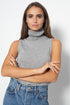 VIOLET sleeveless turtleneck sweater in mottled gray 2 ply 100% cashmere
