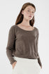 FIONA taupe oversized boat neck jumper 2 ply 100% cashmere